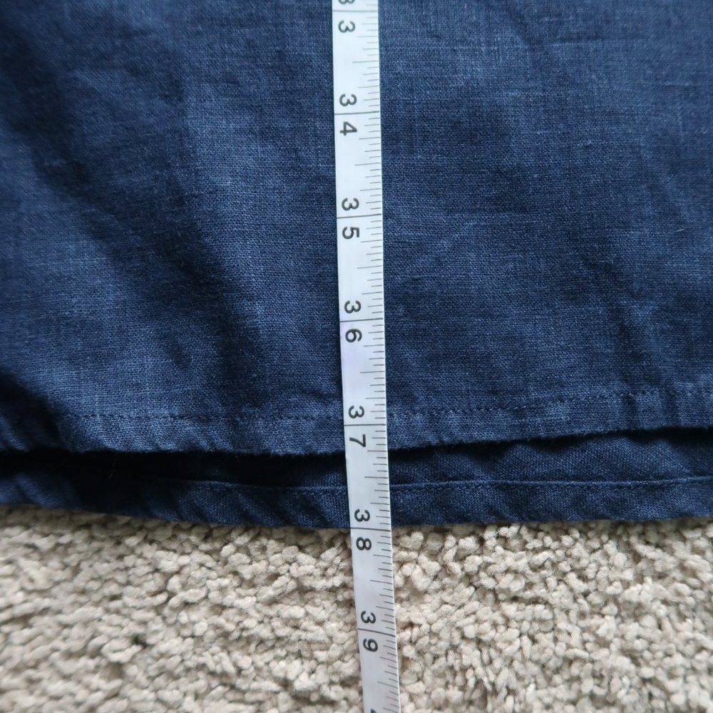 Flax Dark Blue V Neck Lightweight Linen Tank Dress with Pocket - Picture 10 of 14